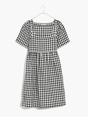 Madewell. Linen-Blend Allie Mini Dress in Gingham Check. Black/White. Size XXS.